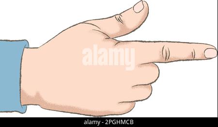Retro styled color illustration with a rough texture of a hand pointing with index finger. Stock Vector