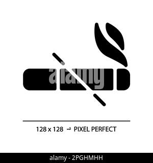 No smoking pixel perfect black glyph icon Stock Vector