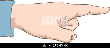 Retro styled color illustration with a rough texture of a hand pointing with index finger. Stock Vector