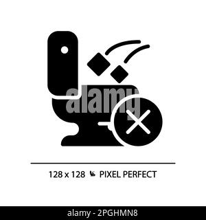 Do not throw trash in toilet pixel perfect black glyph icon Stock Vector