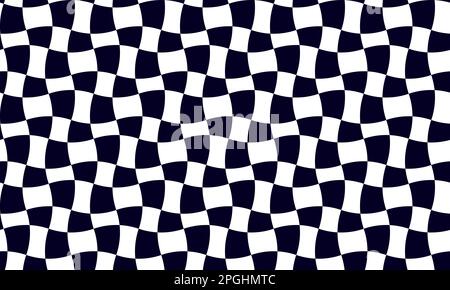 Black and white pattern of a curved chessboard in flat style for printing and decoration. Vector illustration. Stock Vector