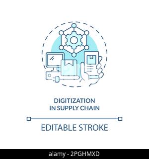 Digitization in supply chain turquoise concept icon Stock Vector