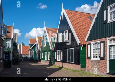 Characteristic village view in the street Kerkbuurt, Marken island, North Holland, Netherlands, Europe Stock Photo
