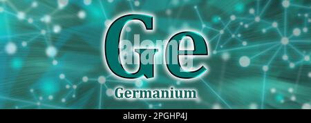 Ge symbol. Germanium chemical element on green network background Stock Photo