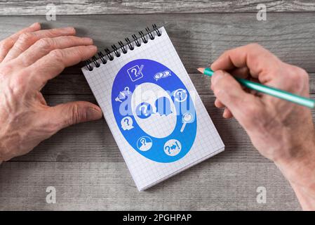 Question concept drawn on a notepad Stock Photo