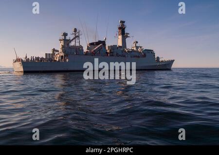 HDMS Olfert Fischer (F355) a Niels Juel-class corvette of the Kongelige Danske Marine (Royal Danish Navy, KDM). In service from 1981 until decommissioning in 2009 before being scrapped in 2013 Stock Photo