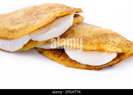 Traditional Venezuelan beef cachapa isolated on white background Stock Photo