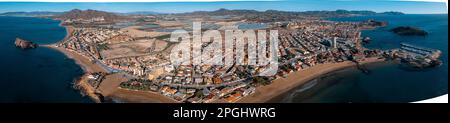 This is an aerial view of the beautiful Spanish coastal town of Aguilas, located in the Murcia region Stock Photo