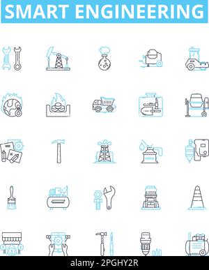Smart engineering vector line icons set. engineer, smart, engineering, intelligent, automation, electronics, networking illustration outline concept Stock Vector