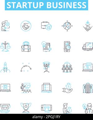 Startup business vector line icons set. Venture, Launch, Incubate, Fund, Innovate, Entrepreneur, Invest illustration outline concept symbols and signs Stock Vector