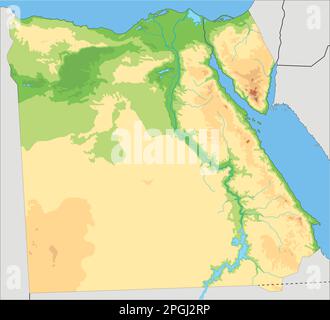 Highly detailed Egypt physical map. Stock Vector