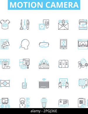 Motion camera vector line icons set. camera, motion, capture, filming, digital, recording, stream illustration outline concept symbols and signs Stock Vector