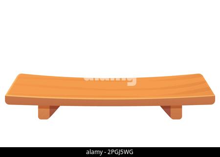 Wooden table traditional japan tray empty furniture in cartoon style isolated on white background. . Vector illustration Stock Vector