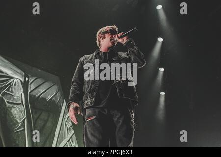 Salmo perform live in Milan at Mediolanum Forum Stock Photo