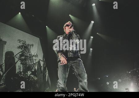 Salmo perform live in Milan at Mediolanum Forum Stock Photo