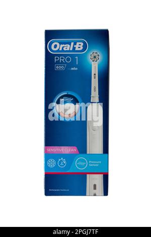 Oral-B Pro 1 electric toothbrush sensitive clean rechargeable toothbrush isolated on white background Stock Photo