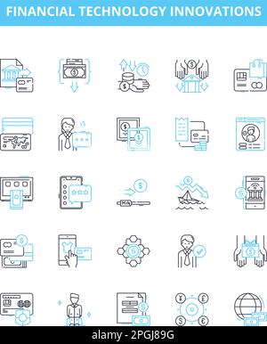 Financial technology innovations vector line icons set. Fintech, FinTech, Financial-Tech, FinTechs, Innovations, Banking-Tech, Payment-Tech Stock Vector