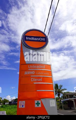 Indian Oil, gas station, Mauritius Stock Photo