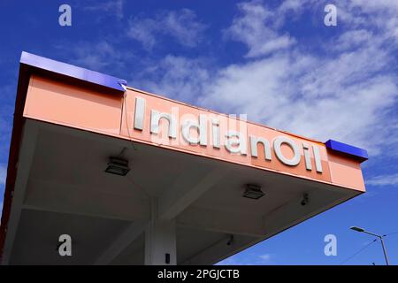 Indian Oil, gas station, Mauritius Stock Photo