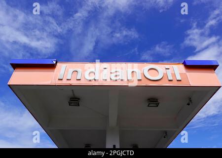 Indian Oil, gas station, Mauritius Stock Photo