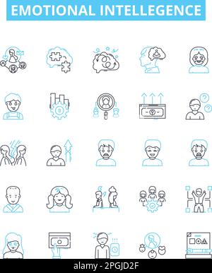 Emotional intellegence vector line icons set. Self-awareness, Empathy, Interpersonal, Awareness, Perspective, Sensitivity, Skill illustration outline Stock Vector