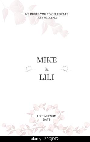 Elegant background, template for invitations, cards, wedding decor with place for text. A delicate floral pattern will successfully complement Stock Vector
