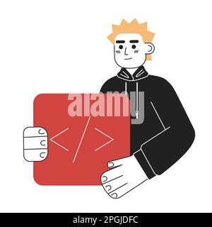 Computer coder job line concept vector spot illustration Stock Vector