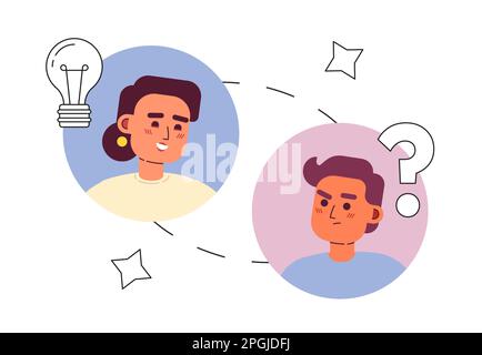 Virtual teamwork line concept vector spot illustration Stock Vector
