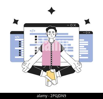 Become programmer expert line concept vector spot illustration Stock Vector