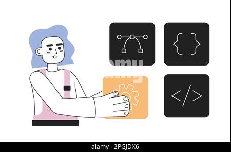 Website builder line concept vector spot illustration Stock Vector