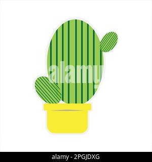 Cactus and Pot Sticker Stock Photo