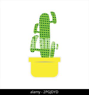 Cactus and Pot Sticker Stock Photo