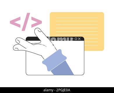 Creating website script line concept vector spot illustration Stock Vector