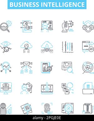 Business intelligence vector line icons set. Business, Intelligence, Analytics, Data, Technology, Decision-making, Intelligence-driven illustration Stock Vector