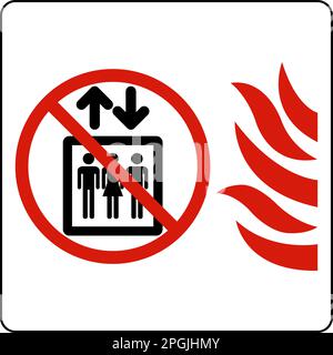 Do Not Use Elevator In Case Of Fire Sign On White Background Stock Vector