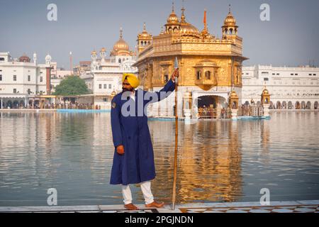 AMRITSAR, INDIA -NOVEMBER 5: Sikh pilgrims in the Golden Temple during celebration Diwali day in November 5, 2013 in Amritsar, Punjab, India. Stock Photo