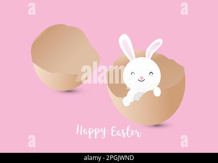Happy easter. Cute bunny in easter eggs.	 Vector illustration. Stock Vector