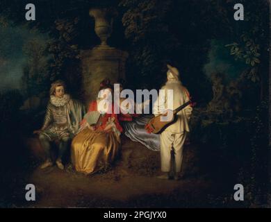 The Foursome circa 1713 by  Antoine Watteau Stock Photo