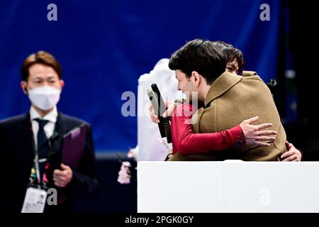 Saitama, Japan. 23rd Mar, 2023. Shoma UNO (JPN), during Men Short Program, at the ISU World Figure Skating Championships 2023, at Saitama Super Arena, on March 23, 2023 in Saitama, Japan. Credit: Raniero Corbelletti/AFLO/Alamy Live News Stock Photo