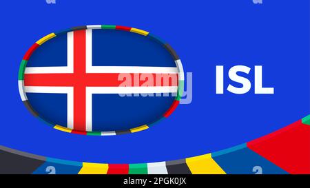 Iceland flag stylized for European football tournament qualification. Flag on vector background. Stock Vector