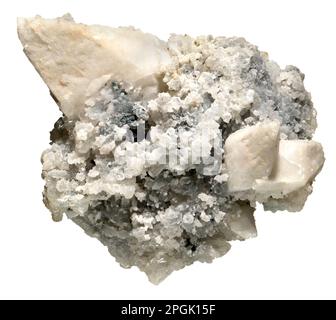 Scalenohedral calcite and quartz crystals (from Bulgaria) Stock Photo