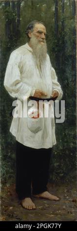 Leo Tolstoy Barefoot 1901 by  Ilya Repin Stock Photo