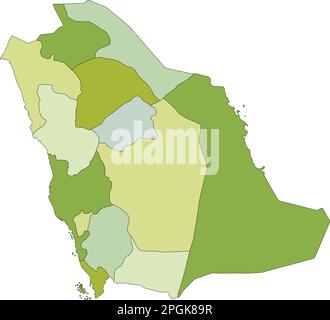 Highly detailed editable political map with separated layers. Saudi Arabia. Stock Vector