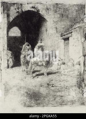 Casbah Guard in Tetouan circa 1861 by  Maria Fortuny Stock Photo