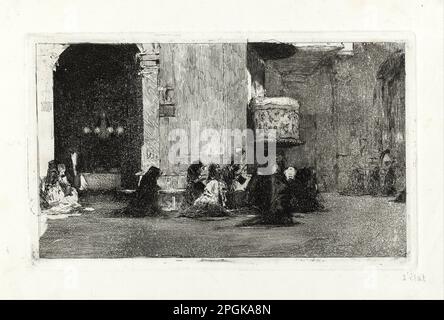 Interior of the Church of Sant Josep circa 1868 by  Maria Fortuny Stock Photo