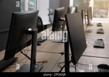Many modern computers in open space office Stock Photo