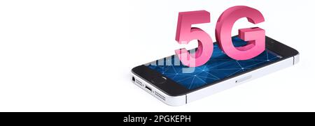 5G Fast speed wireless internet connection and technology concept. 3d illustration Stock Photo