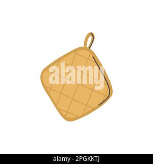 Oven mitt. Potholder hand drawn illustration. Homemade cookware. Hand drawn kitchenware tools. Vector cartoon illustration Stock Vector