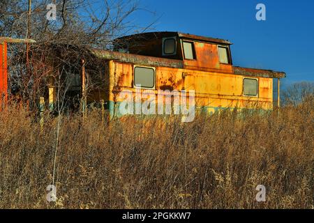 Collection of abandoned railroad rolling stock Stock Photo