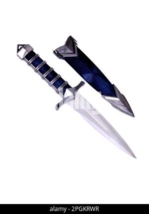 Edged weapon dagger and scabbard isolated over a white background Stock Photo